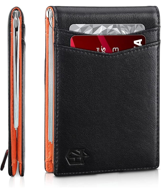 Zitahli Wallet for Men-6 Slots ID Window-Mens Wallets-Slim Wallet Classic Spring Money Clip RFID Blocking-Gift for Men