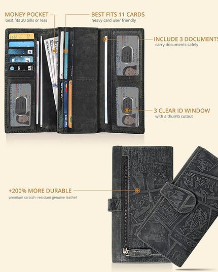 Real Leather Women Wallet Leather with RFID Blocking -Trifold Card Holder Designer Ladies Clutch with ID Window Wallets