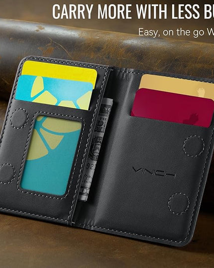 Vinich for MagSafe Wallet Magnetic RFID Blocking Card Holder Compatible with MagSafe Phones and Cases, Strong Magnet Minimalist Phone Wallet for iPhone 17/16/15/14/13/12/ Pro/Max/Plus, Vintage Black