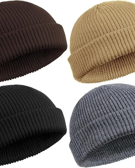 SATINIOR 4 Pieces Trawler Beanie Watch Hat Roll up Edge Skullcap Fisherman Beanie Unisex