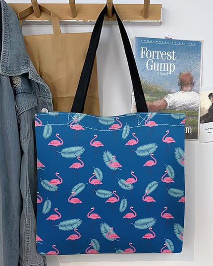 Canvas Tote Bag for Women，Cute Heavy-Duty Shoulder Bag with Zipper Pocket -Travel Tote for Grocery, Gym,Shopping