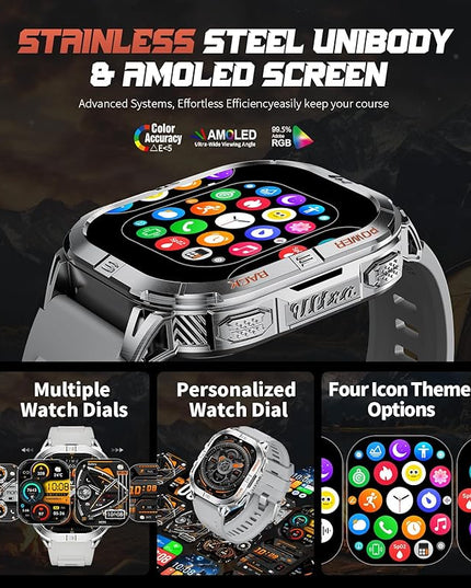 GPS Military Smart Watch for Men(Answer/Call), 2.13'' Smartwatch,60 Days Battery,6 Satellite Positioning/Compass,5 ATM Fitness Tracker with Flashlight/Heart Rate/Sleep/100+ Sport Modes for iOS/Android