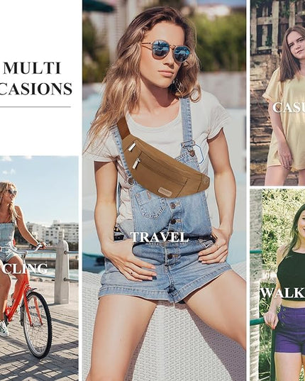 MAXTOP Large Crossbody Fanny Pack with 4-Zipper Pockets,Gifts for Enjoy Sports Festival Workout Traveling Running Casual Hands-Free Wallets Waist Pack Phone Bag Carrying All Phones
