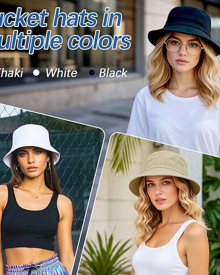 DASSNANE Sublimated Bucket Hats Bulk Solid Color DIY Blank Hat Bucket Hats for Men, Women and Adults