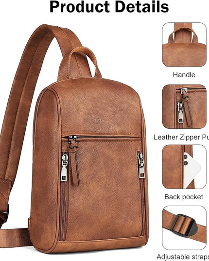 FADEON Sling Bag for Women Crossbody Purse Sling Bags, Designer Sling Purses Medium Travel Multi-Pocket Sling Backpack