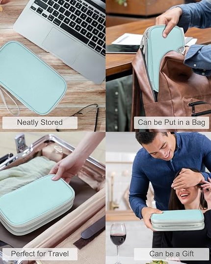 FYY Electronic Organizer, Travel Cable Organizer Bag Pouch Electronic Accessories Carry Case Portable Waterproof Double Layers Storage Bag for Cable, Charger, Phone, Earphone, Medium Size, Mint Green