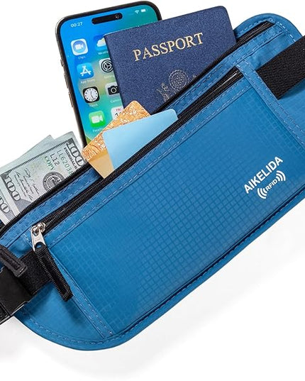 RFID Blocking Passport Holder - Money Belt & Travel Wallet, Travel Belt Bag Fanny Pack for Women Men