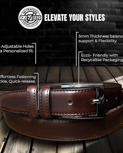 Marino’s Premium Belt Men, Genuine Leather Dress Belt for Men, Casual Mens Belt in Gift Box