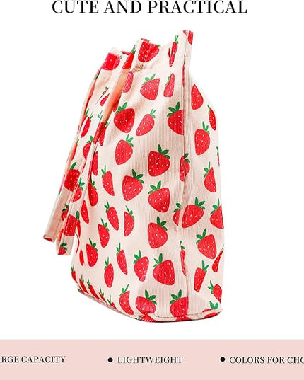 Corduroy Tote Bag Cute Tote Bags for Women Shoulder Bag with Inner Pocket for Work Beach Travel and Shopping Grocery