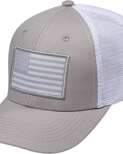 AURR American Flag Trucker Hat, Patriotic Baseball Cap for Men & Women, Breathable Mesh Adjustable Snapback, USA Flag Patch