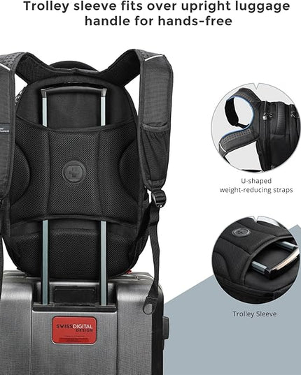 Travel Backpack For Men, Business Laptop Backpack With USB Charging Port, Fits 15.6" Computer, Black