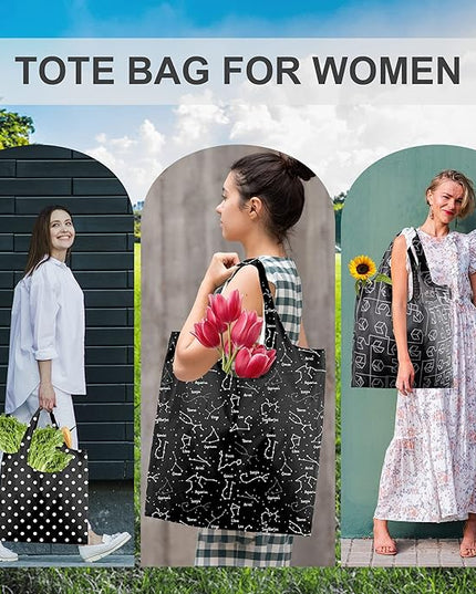 BeeGreen Reusable Shopping Bags for Groceries Reusable Gifts Bag - Grocery Bags Foldable 6 Pack Cute Holiday Cloth Bags With Handles - Large Tote Bag Bulk Heavy Duty Polyester Washable Geometry