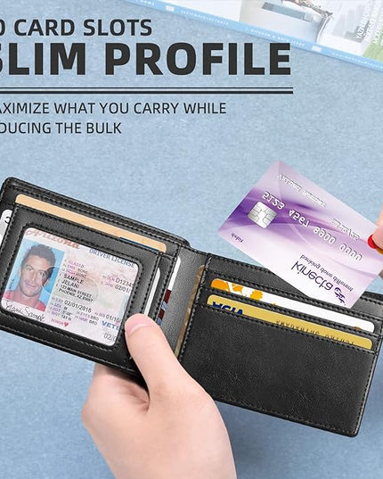 Zitahli Mens-Wallet-Slim-Leather-RFID Blocking Wallet for Men Minimalist Bifold Credit Card Holder with Gift Box