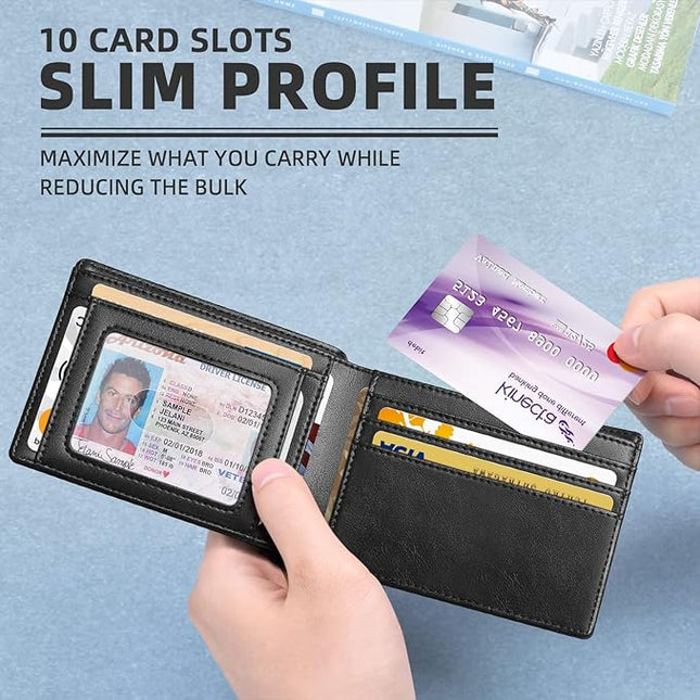 Zitahli Mens-Wallet-Slim-Leather-RFID Blocking Wallet for Men Minimalist Bifold Credit Card Holder with Gift Box