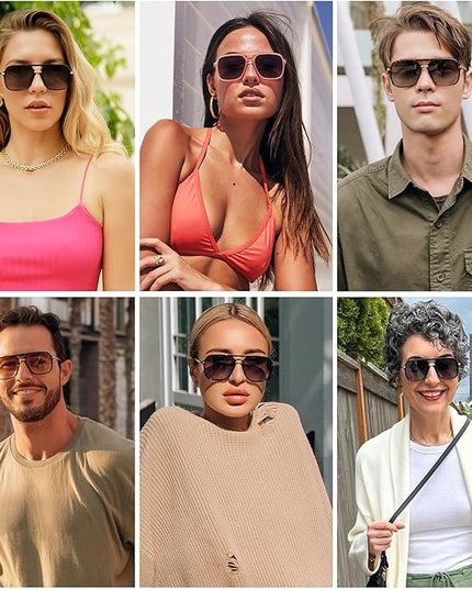 SOJOS Sunglasses for Women & Men, Square, Retro, Polarized Lens, Trendy Aviator, 90s Shades
