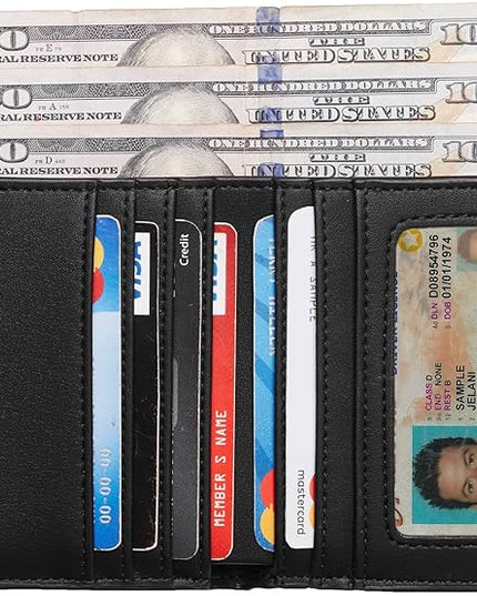 Toughergun Women’s Small Slim Leather Wallet with RFID Protection, Compact Bifold Mini Purse with Clear ID Window