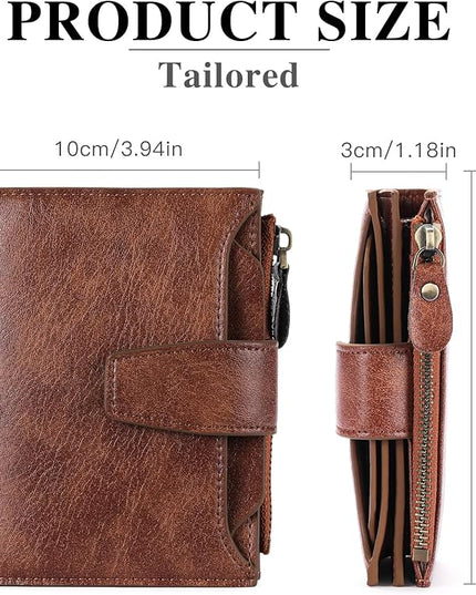 FALAN MULE Small Wallet for Women Leather Bifold Compact RFID Blocking Small Womens Wallet Purse