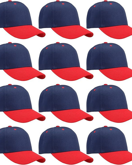 Falari Wholesale Bulk Lot 12-Pack Baseball Cap Adjustable Size Plain Blank Solid Color
