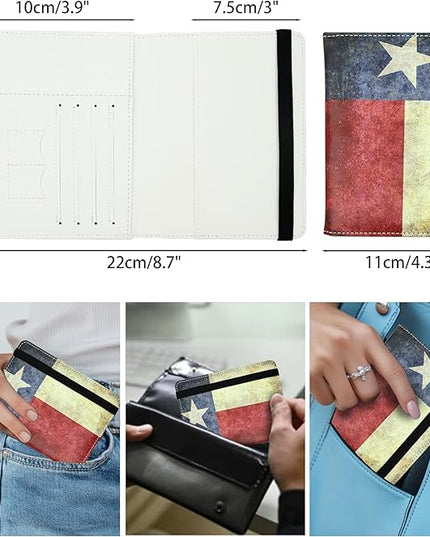 Texas Vintage Flag Passport Holder for Women and Men PU Leather Passport Cover for Travel