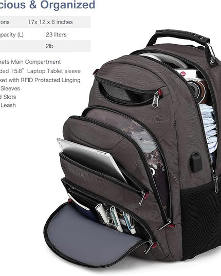 Boavan Laptop Backpack for men, 15.6 inch Laptop Bag with USB Port, Waterproof Travel Work Backpack Purse, Anti-Theft Teacher Nurse Doctor Casual Bookbags Office Business backpack,Coffee