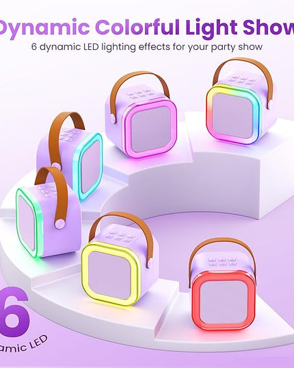Mini Karaoke Machine for Kids Adults, Portable Bluetooth Speaker with 2 Wireless Karaoke Mics Player,2026 TOP Birthday Gifts Toys for Girls 3,4, 5, 6, 7, 8+Years Old Toddler(Light Purple)