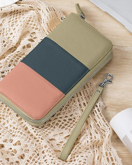 Moflycom Womens Wallet RFID Blocking Genuine Leather Multi Credit Card Large Capacity Zip Around Clutch Travel Purse Wristlet