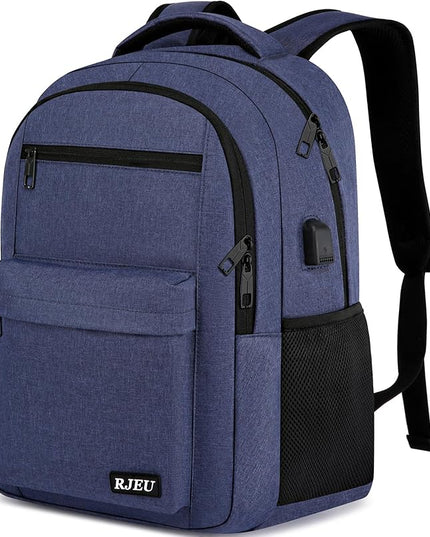 Laptop Backpack for Men Teens Boys, Water-Resistant 15.6 Inch College Bookbag with USB Charging Port, School Backpack for Students, Blue