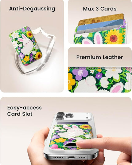 Magnetic Mag-safe Wallet Cell Phone Card Holder for Phone Case with Mag-Safe, Stronger Magnetic RFID Leather Phone Wallet Stick on for iPhone 17/16/15/14/13/12 Series, Fit 3 Cards