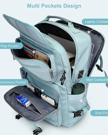 PIJUSHI Carry on Travel Backpack for Women Convertible Duffle Bag Flight Approved Luggage Backpack Fit 16 Inch Laptop(PE053 Teal Blue)
