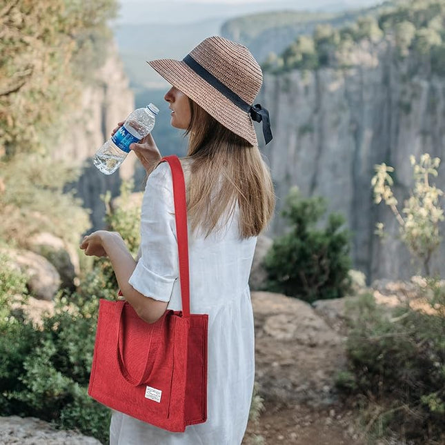 Valleycomfy Corduroy Tote Bag for Women Travel Crossbody Bag Purse Women Shoulder Bags Work Handbags Everyday Hobo Bag