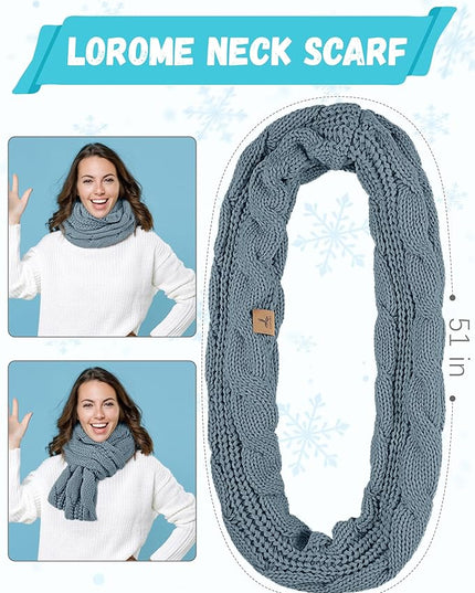 Winter Beanie Hat Scarf Gloves, Warm Fleece Knit Hats Touch Screen Gloves Neck Scarf Set Winter Gifts for Unisex Adult