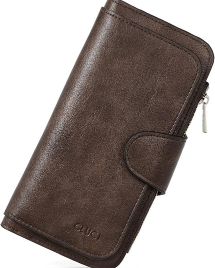 CLUCI Wallet For Women PU Leather RFID Blocking Womens Wallet Bifold Card Holder with ID Window Gifts for Women Birthday | RFID Blocking, Designer, Trifold, Card Holder, ID Window
