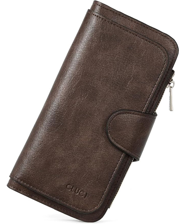 CLUCI Wallet For Women PU Leather RFID Blocking Womens Wallet Bifold Card Holder with ID Window Gifts for Women Birthday | RFID Blocking, Designer, Trifold, Card Holder, ID Window