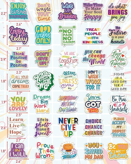 300 PCS Motivational & Positive Affirmation Sticker Pack – Inspirational Vinyl Quote Stickers for Teens, Adults & Teachers | Waterproof Decals for Water Bottles, Laptops, Journals & Scrapbooks