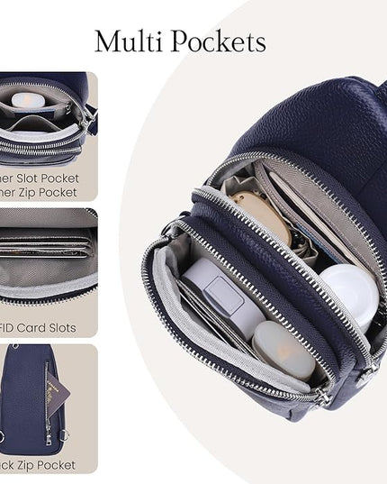 befen Genuine Leather Small Sling Bag for Women Anti-Theft Crossbody Chest Bags Fanny Packs for Travel with RFID Card Slots