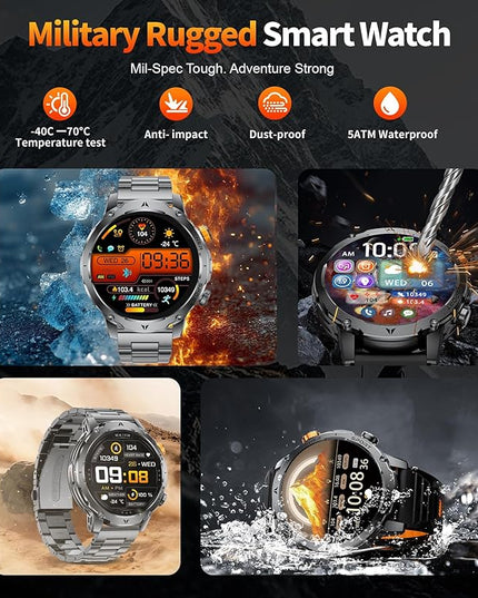 LIGE Smart Watch for Men with 1000mah,1.7" Smartwatch with Always Display,100+ Sports Modes,Flashlight,Health Tracker,IP68 Waterproof, Smart Watch for Android iOS Black