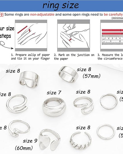 ÌF ME 10 PCS Gold Rings Set for Women Non Tarnish, 18K Gold Plated Chunky Stackable Rings, Statement Stacking Womens Ring Pack