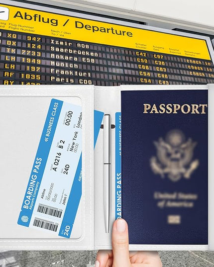 Passport Holder for Travel Essentials, RFID Premium Leather Passport Wallet Cover Case for Travel Must Haves Accessories, Passport Book Holders for Women Men Black White Checkered