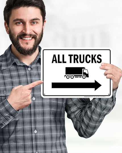All trucks With Right Arrow Sign, 10x7 Inches, Rust Free .040 Aluminum, Fade Resistant, Made in USA by My Sign Center