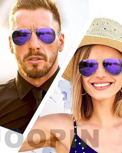 Joopin Polarized Metal Aviation Sunglasses Men, Classic Military Sun Glasses Women, Rectangle Shades UV400 Protection Costume