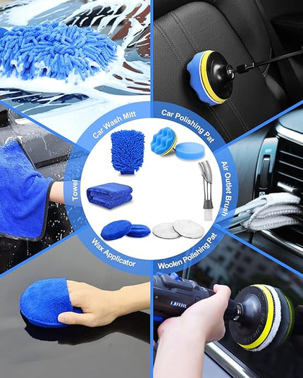 TTRCB 27Pcs Car Detailing Kit, Car Cleaning Kit, Car Detailing Brush Set, Drill Brush Set, Car Detailing Brushes, Car Wash Kit, Car Accessories, Car Cleaning Supplies for Interior, Exterior, Wheels