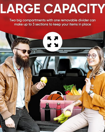 FORTEM Trunk Organizer For SUV Car Trunk Organizer, Foldable Storage, Car Accessories for Women Men, Collapsible Bag, Perfect Christmas Gifts, 600D Oxford, Non Slip Bottom, Straps, Soft Cover (65L)
