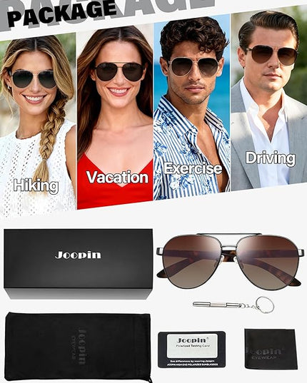 Joopin Polarized Metal Aviation Sunglasses Men, Classic Military Sun Glasses Women, Rectangle Shades UV400 Protection Costume