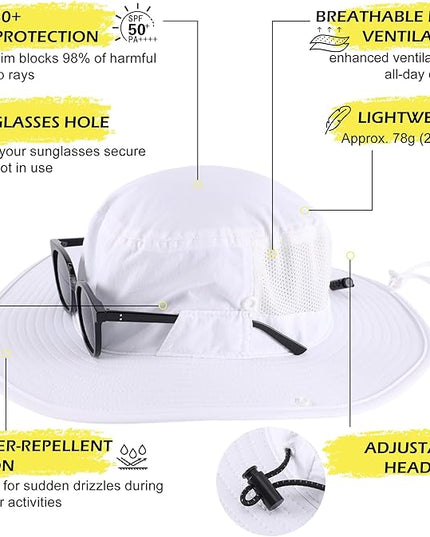 Connectyle Men's Sun Hat UPF 50+ Wide Brim Bucket Hats for Fishing Hiking Gardening Adjustable Boonie Hat Outdoor Safari Hats
