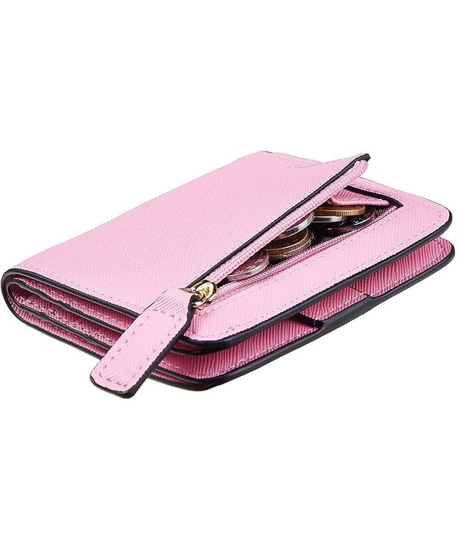Toughergun Women’s Small Slim Leather Wallet with RFID Protection, Compact Bifold Mini Purse with Clear ID Window