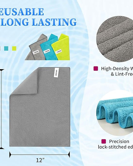 FIXSMITH Shop Towels-200 Pack, Multi-Functional Shop Rags, 12 x 16 in Microfiber Cleaning Cloth, Highly Absorbent Cleaning Rags, Cleaning Towels for Car Kitchen Home Office