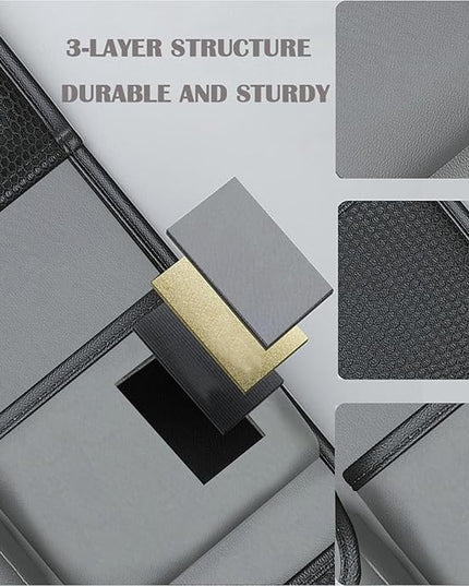 2 Pack Leather Car Backseat Organizer with Foldable Table Tray, Car Storage Organizer with Tablet Holder, Car Seat Back Protectors Kick MatsTravel Accessories