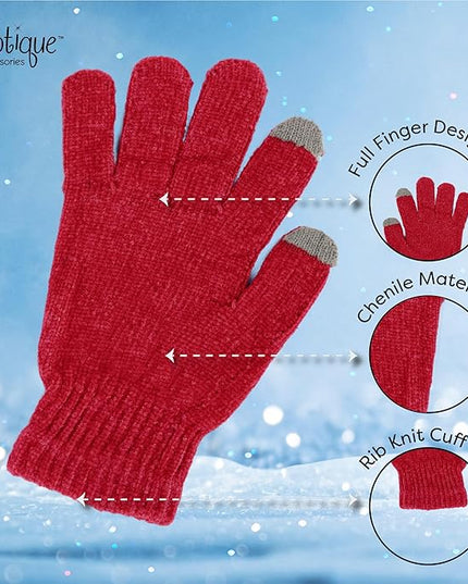 Motique Accessories Chenille Gloves Women Winter Magic Warm Gloves