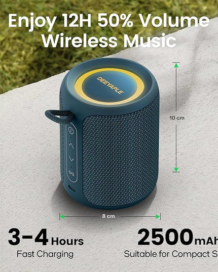 Bluetooth Speaker Wireless,IP67 Waterproof & Dustproof Portable Speaker with Lights,15W Loud Stereo Sound, 2500mAh Battery All Day Playtime, TWS Pairing, BT5.3, Home/Party/Outdoor/Beach (Blue)