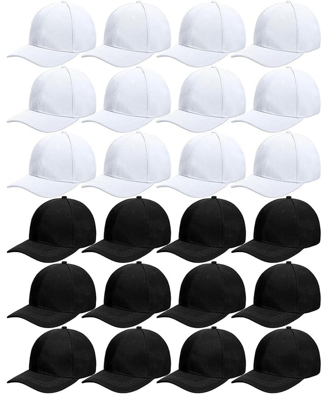 Handepo 24 Pcs Blank Baseball Cap Adjustable Back Strap Plain Blank Camouflage Hat Unisex Baseball Cap for Trucker Men Women